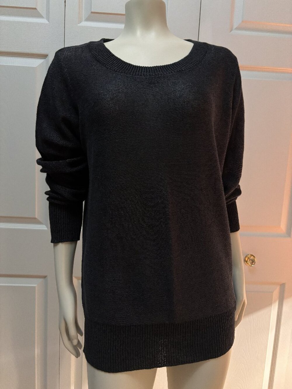 J.Crew Navy Linen Blend Lightweight Knit Sweater Size L